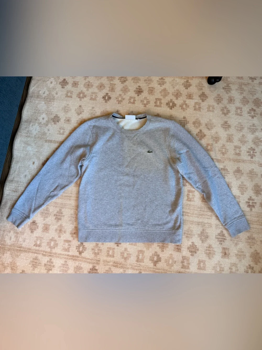 Lacoste Men's Heather Gray Crewneck Sweatshirt with Croc Logo